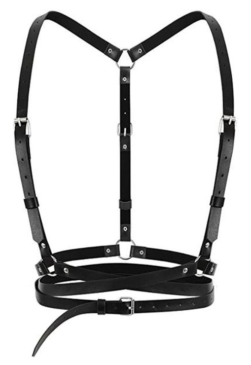 BOMSTOM punk deréköv, ökológiai bőr, állítható, fekete, egy méret