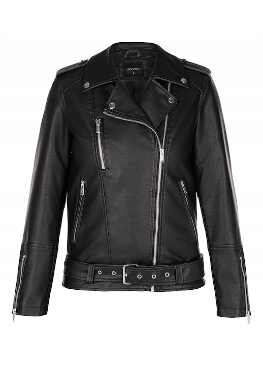 Jacheta de dama PUCCINI, Piele ecologica, Negru