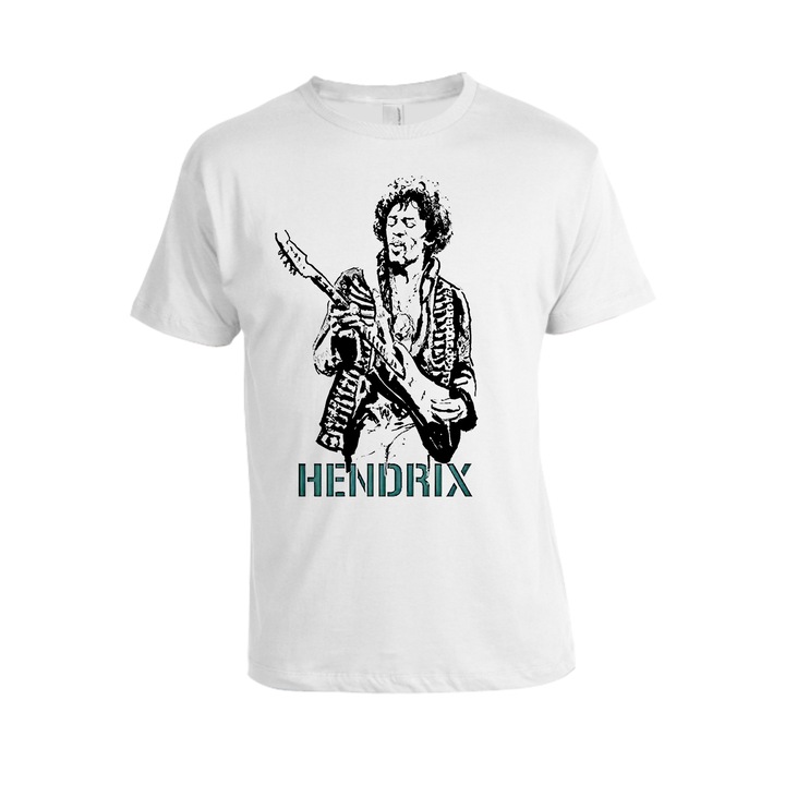 Tricou barbati personalizat, Hendrix(2), alb, marime L