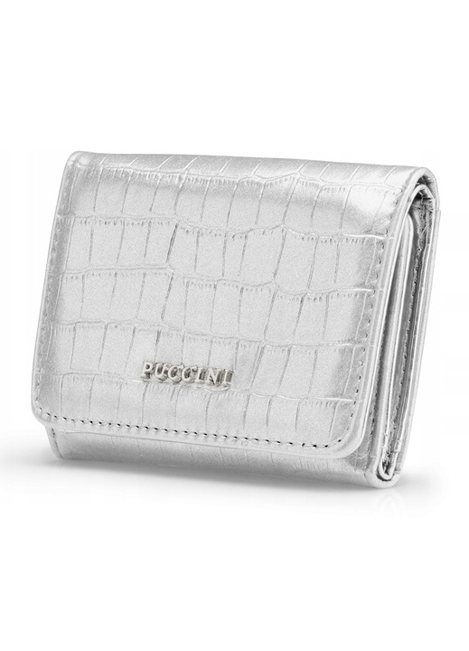 Portofel dama Puccini, Fashion Collection, ecologic, argintiu