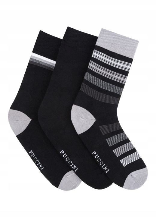 Set 3 perechi de sosete Puccini, Bumbac, Negru/Gri