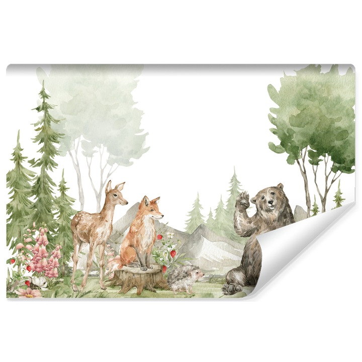 Fototapet Muralo dragute animale de safari Decor pentru 90 cm x 60 cm camera copiilor cu padure de jungla 3D
