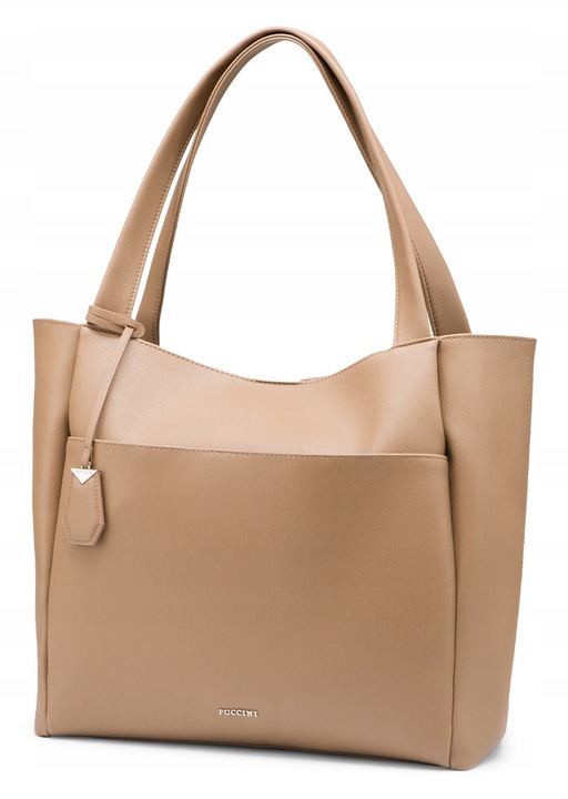 Geanta de dama shopper Puccini, colectia Timeless, piele ecologica, bej