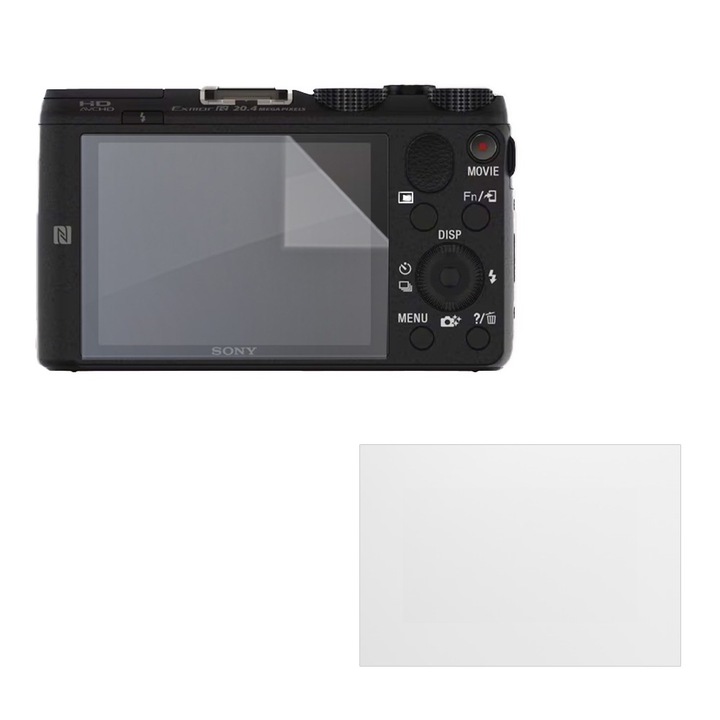 Set protectie compatibil cu Sony Cyber-Shot HX60, COMANDO Focus Shield, 1 Folie de Silicon Rezistenta pentru Ecran, Anti-Reflexie, Anti-zgarieturi, Proprietati Regenerabile, Protectie Anti-Amprente, Aplicare usoara, Gri Transparent