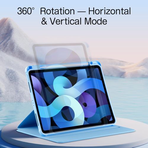 Husa 360 Smart Cover compatibila cu iPad Air 13" 2025, M3, Pencil Slot Rebound, Wake-Sleep, Camera Protection, Bleu
