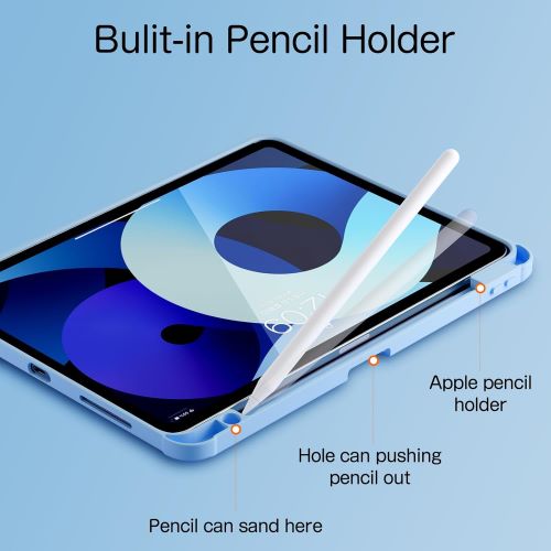 Husa 360 Smart Cover compatibila cu iPad Air 13" 2025, M3, Pencil Slot Rebound, Wake-Sleep, Camera Protection, Bleu
