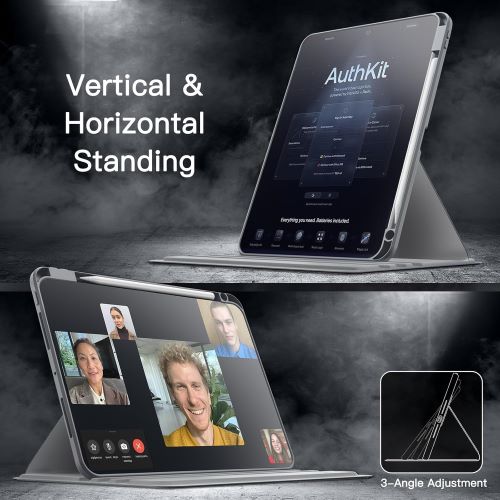 Husa 360 Smart Cover compatibila cu iPad Pro 13" M4/M5 2024/2025, Pencil Slot Rebound, Wake-Sleep, Camera Protection, Gri