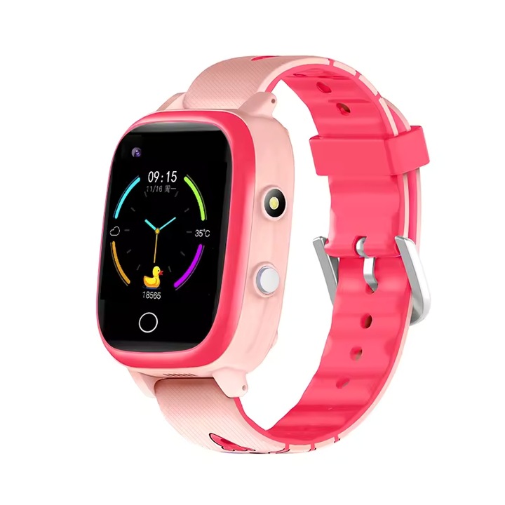 Smartwatch Copii, ecran 1.96" IPS, rezolutie 240x240, monitorizare fitness, Gps+Lbs, apeluri video, functii: calendar, busola, cronometru, alarma, tracker activitate, buton SOS, baterie 800mAh, rezistenta IP67, compatibil Android/iOS, Culoare Roz