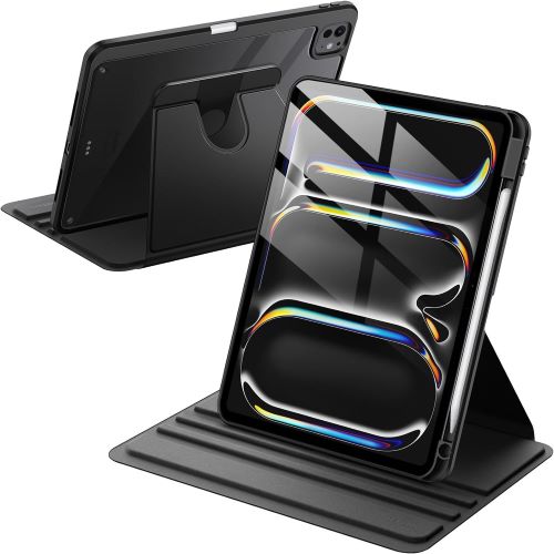 Husa 360 Smart Cover compatibila cu iPad Air 13" 2025/2026, M3/M4, Pencil Slot Rebound, Wake-Sleep, Camera Protection, Negru
