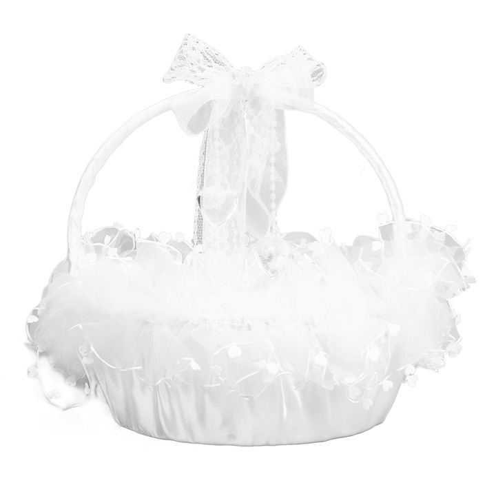 Virágkosár, hosszúkás, csipke, elegáns, könnyű, esküvőre