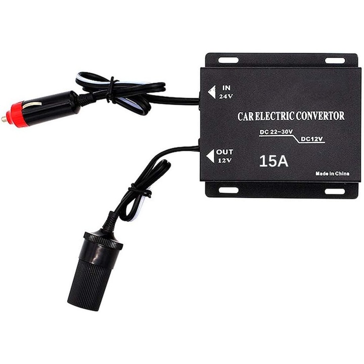 Convertor 24V la 12V, Enforose, aliaj de aluminiu, compact, protectie la suprasarcina