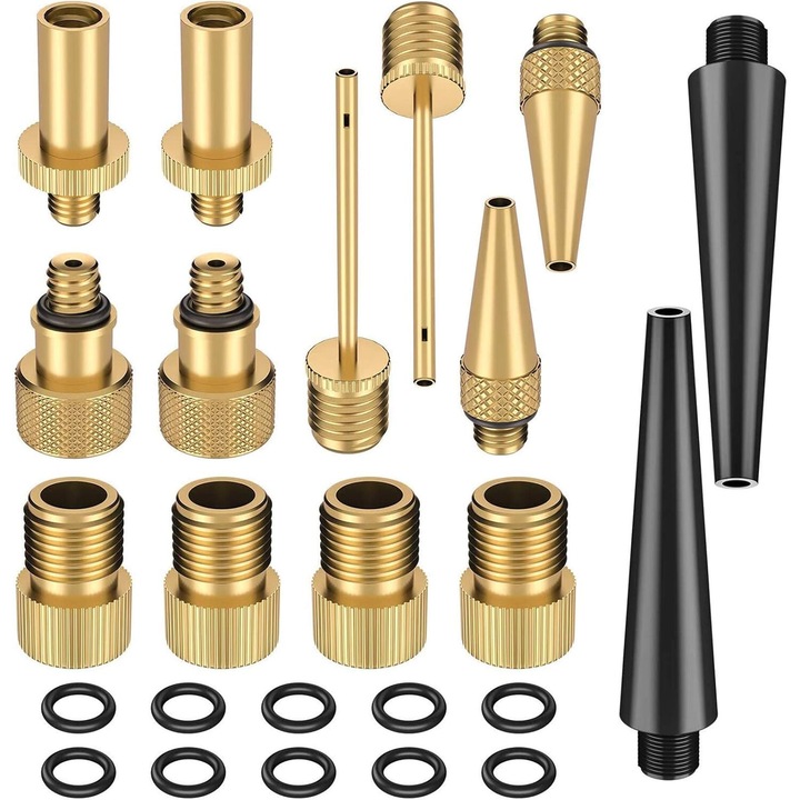 14 db réz adapter készlet autó- és kerékpárszelepekhez, Tovbmup, DV/AV/SV kompatibilis