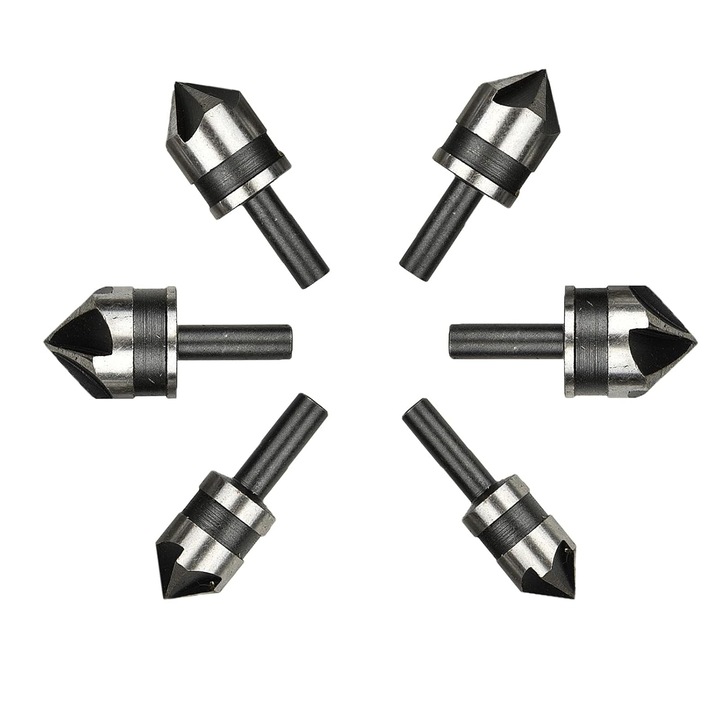 Set de burghie pentru contrasfaturi Enforose, 6 piese, finisaj oxid negru, compatibile cu bormasini portabile, pentru metal si lemn