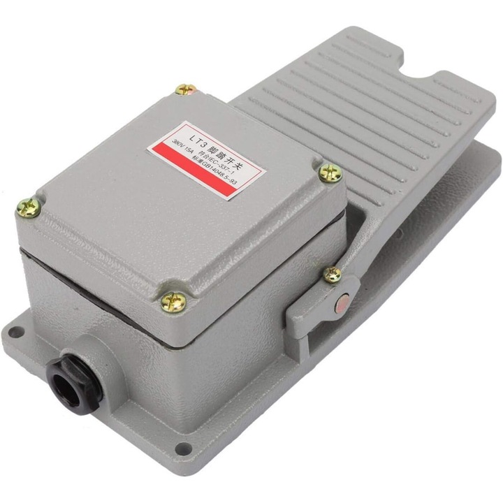 Intrerupator cu pedala, BGHYHYHI, Model LT3, Contact 15A/250V, IP62, Gri