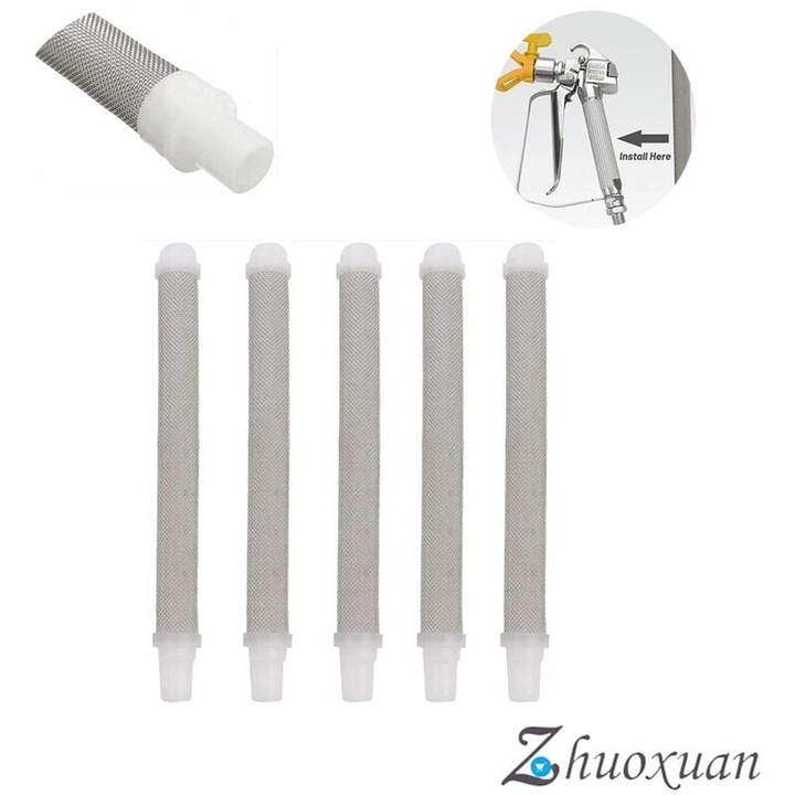Filtru pentru pistol de pulverizare fara aer, Enforose, 60 mesh, din inox si plastic, instalare simpla, compatibilitate larga