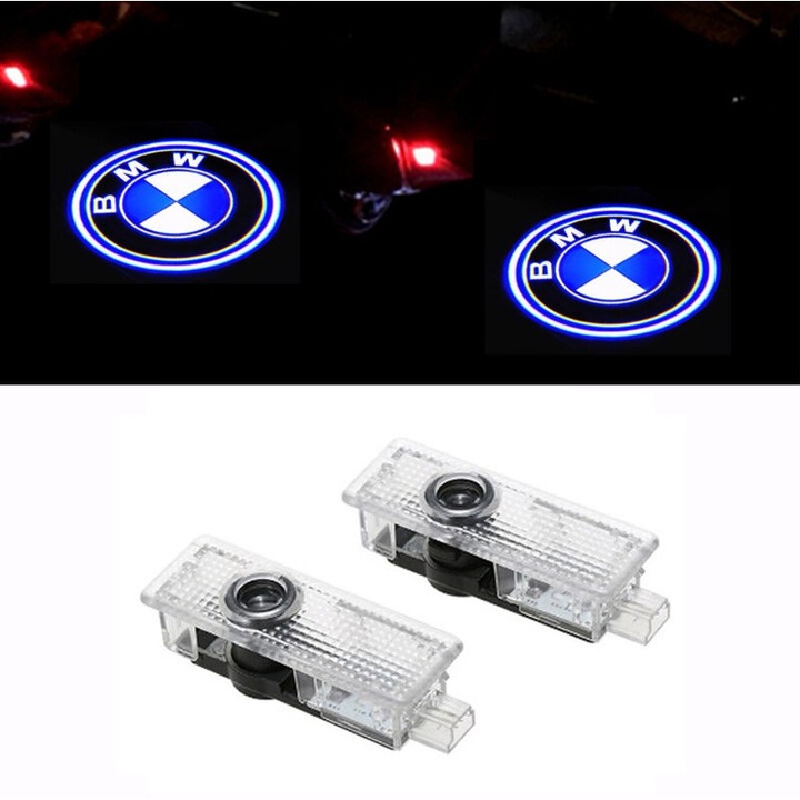 Set 2 lumini de intampinare cu proiectie logo BMW, accesorii auto tuning