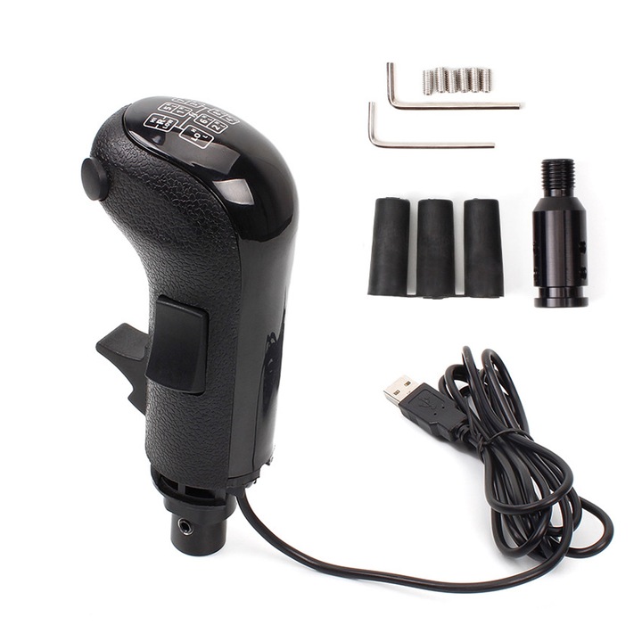 QttvbTna USB скоростен лост за G25/G27/G29/G920, съвместим с ETS2 и ATS 18 скорости, черен