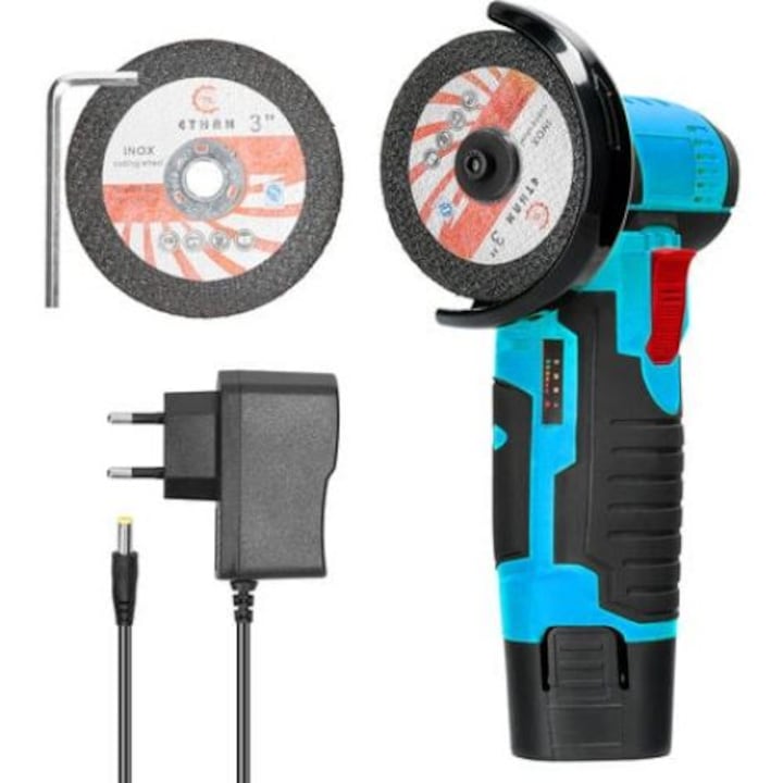 Polizor electric AMRINUGL, 19500 RPM, 76mm, 1 baterie, albastru, 216x84x120mm