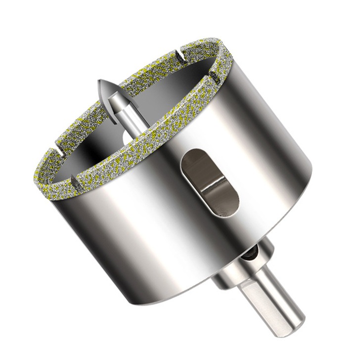 Carota diamantata pentru gaurit, AMRINUGL, pentru materiale dure, 3 straturi, argintiu