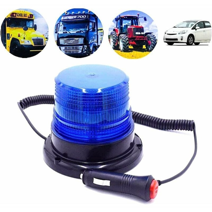 Магнитна LED сирена BGHYHYHI, 12V/24V, син цвят