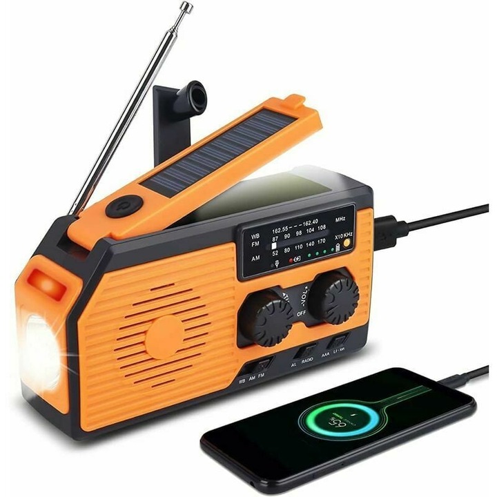 Radio de urgenta Enforose, portabil, baterie 5000mAh, suport casti, design compact