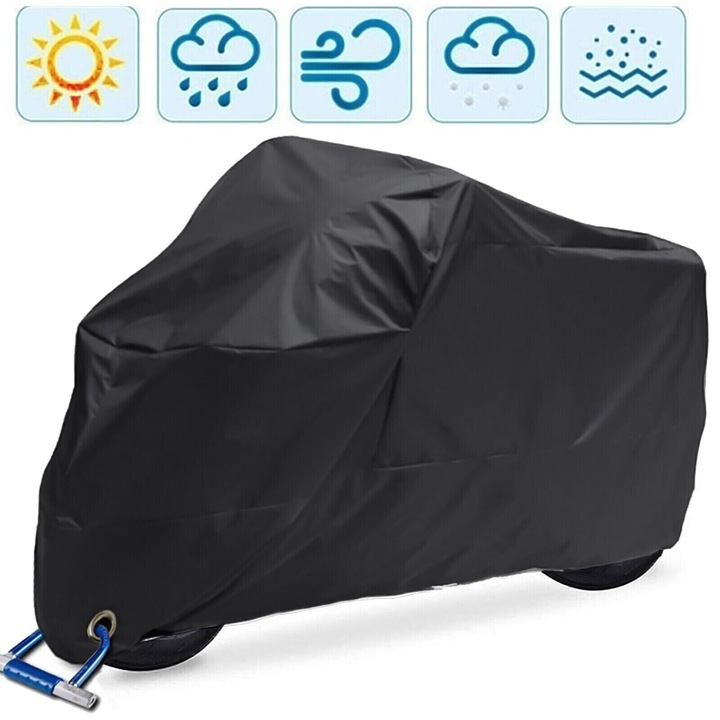 Husa de protectie pentru motocicleta, Enforose, material rezistent la apa si UV, cu orificii de blocare, sac de depozitare