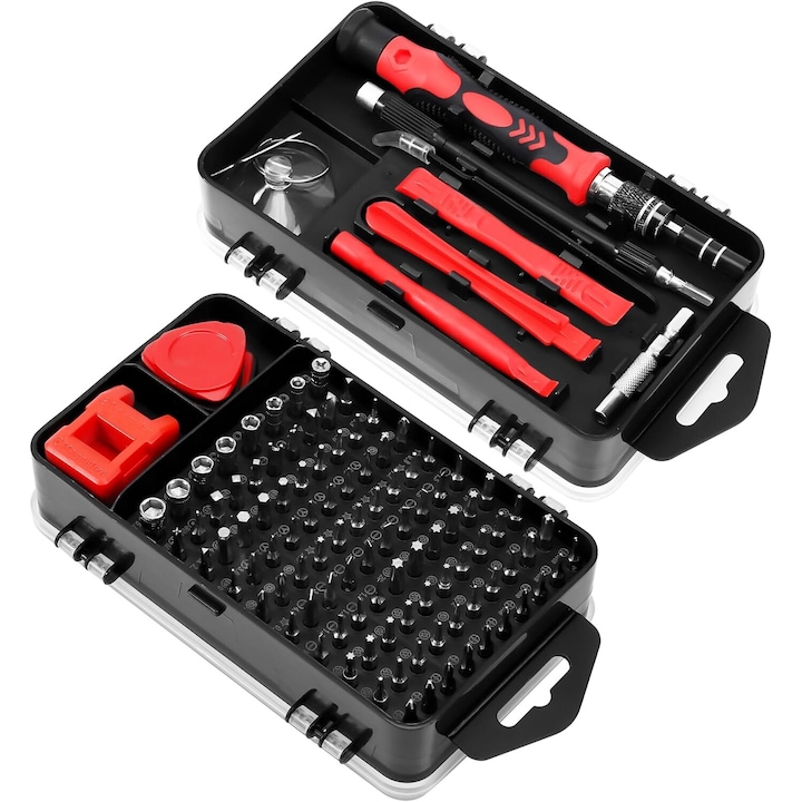 Precíziós csavarhúzó készlet, 116 az 1-ben elektronikai szerszámkészlet, mágneses csavarhúzó számítógéphez, laptophoz, mobiltelefonhoz, PC-hez, MacBookhoz, iPhone-hoz, PS4-hez, Xbox javításhoz, króm-vanádium acél, ergonomikus kialakítás