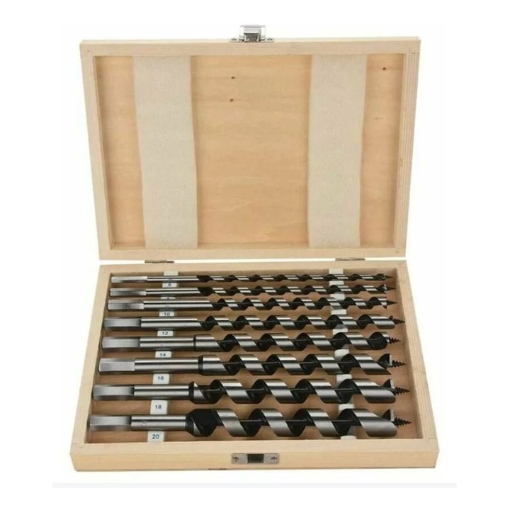 Set de burghie pentru lemn, Enforose, 8 piese, otel carbon, precizie inalta, stabilitate, acril