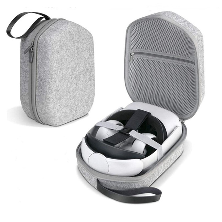 Чанта за съхранение на VR очила longziming за Quest 2, материал EVA, цвят тъмен махагон