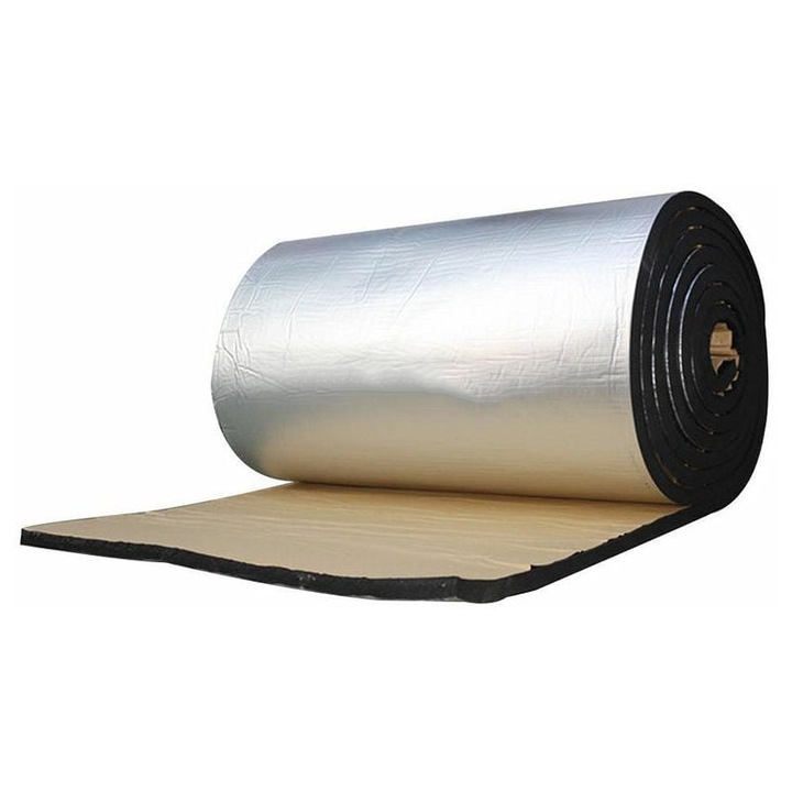 Tovbmup autó hő- és hangszigetelés, alumínium szál és pamut, korrózióálló, többfunkciós, 50x200 cm, 10 mm/5 mm