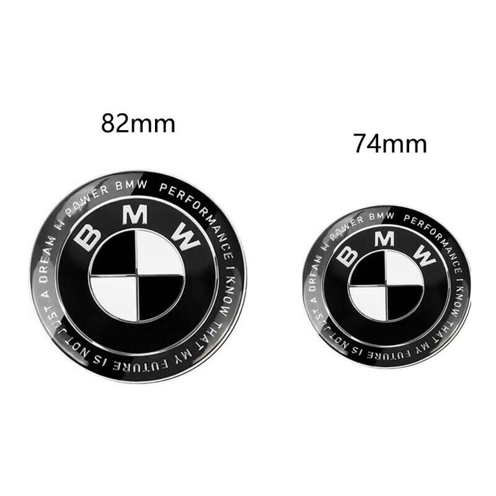 2 db Tovbmup autódísz készlet BMW-hez, ABS, fekete-fehér, 82mm + 74mm