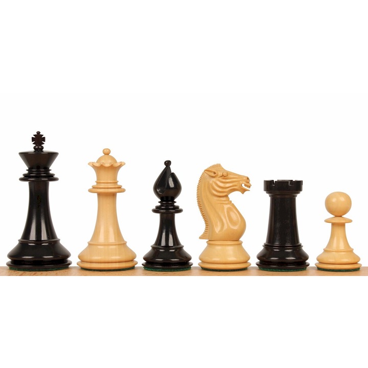 Комплект от 34 шахматни фигури Pershing, Sunrise Chess & Games, дърво, кремаво/черно