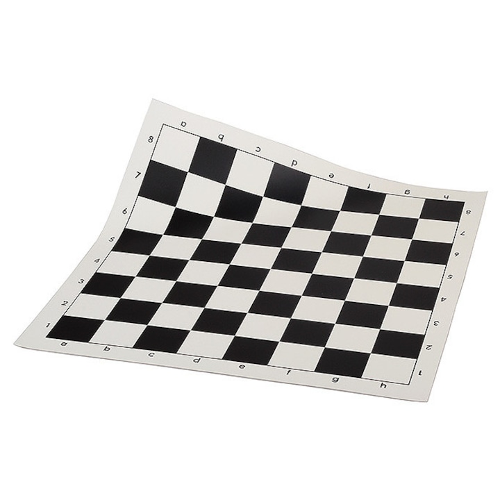 Шахматна дъска от винил, черно и бяло, 43смx43см, Sunrise Chess & Games