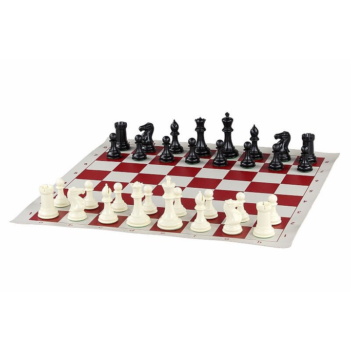 Hengerelt sakktábla, Sunrise Chess & Games, vinil, 51x51 cm, piros/fehér