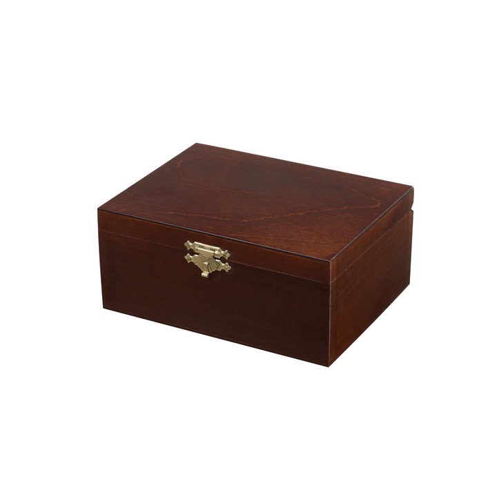 Cufar pentru piese de sah, Sunrise Chess & Games, Lemn mahon, 2 compartimente, 3.75", Maro inchis