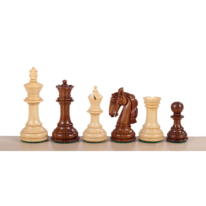 Set de sah, Sunrise Chess & Games, Colombial, lemn de acacia si buxus, sculptate, 4 inch