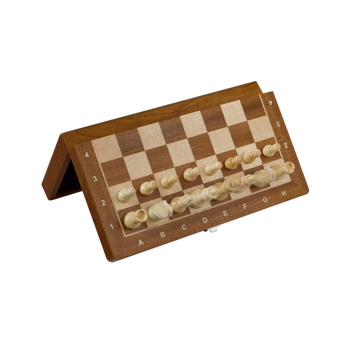 Set de Sah Magnetic, Sunrise Chess & Games, Intarsiat, Mahon/Klon, 31x31cm