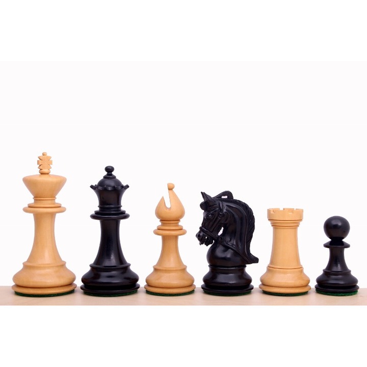 Коринтски шахматен комплект, Sunrise Chess & Games, Buxus, допълнителни дами, черно/бяло, 4,25 инча