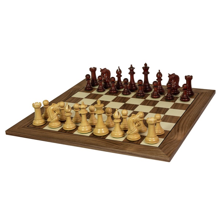 Шахматна дъска за турнир, Sunrise Chess & Games, инкрустация от орех и клен, 52x52 см, черна