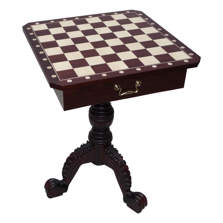 Маса за шах, Sunrise Chess & Games, дърво, с чекмеджета, без фигури, 54 x 54 x 75 см, кафяво/бежово