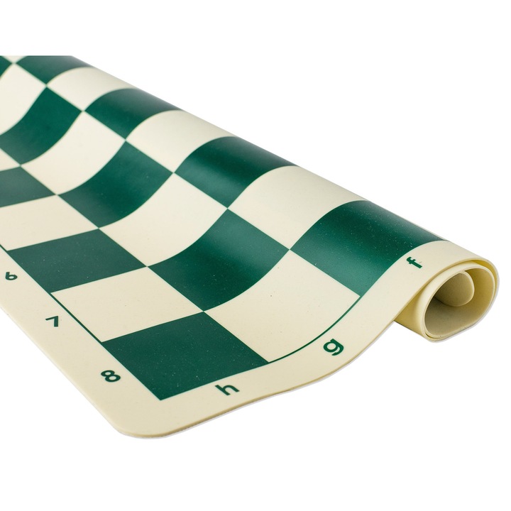 Tabla de sah turneu, Sunrise Chess & Games, silicon, rulabila, 51x51cm, alb-verde
