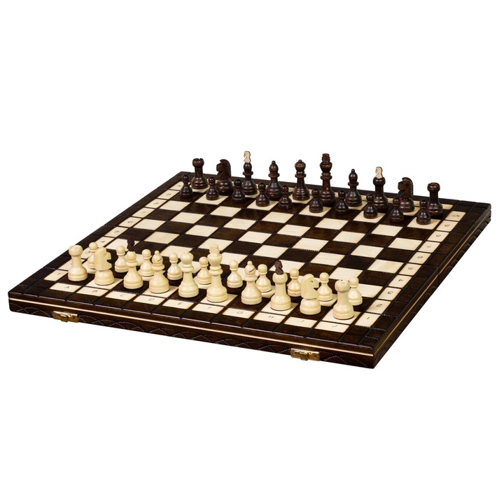 Set de sah Capablanca 2 in 1, Sunrise Chess & Games, negru bej