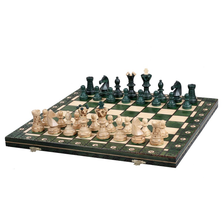Set de sah Ambassador, Sunrise Chess & Games, lemn, verde