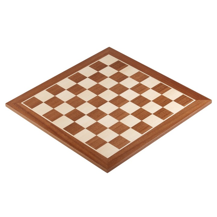 Tabla de sah turneu Sunrise Chess & Games, intarsie mahon, 52x52cm
