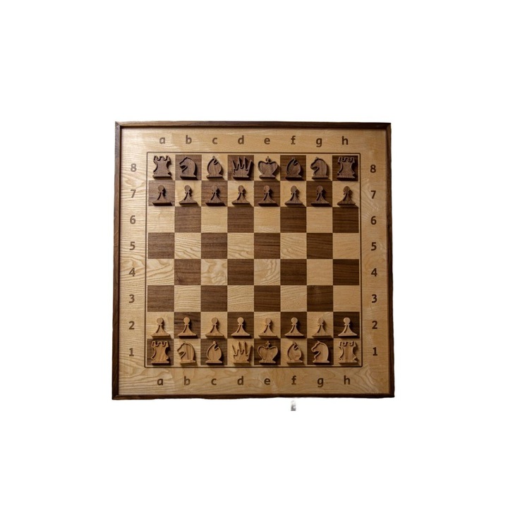 Демонстрационен шах, американски орех и ясен, магнит, 80x80 см, многоцветен