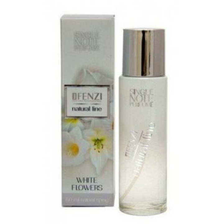 Apa de parfum Jfenzi Natural Line White Flowers, cu esente naturale de flori albe, unisex, 50ml