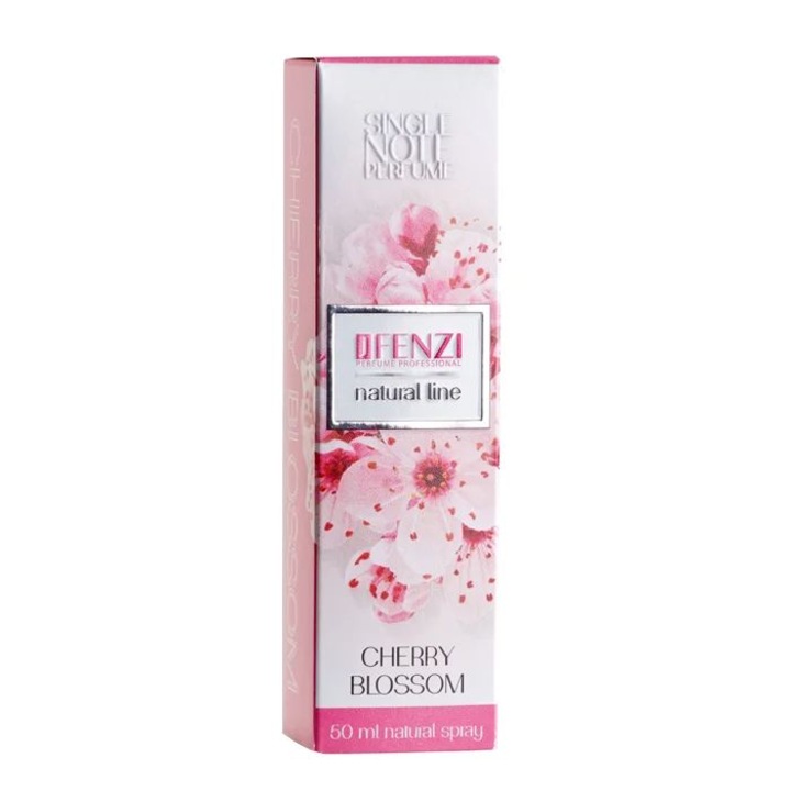 Apa de parfum Jfenzi Natural Line Cherry Blossom, cu esente naturale de flori de cires, unisex, 50ml