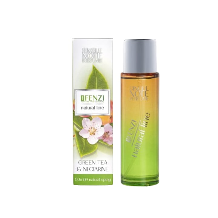 Jfenzi Natural Line Nectarine & Green Tea Eau de Parfum, természetes nektarin és zöld tea esszenciákkal, unisex, 50 ml