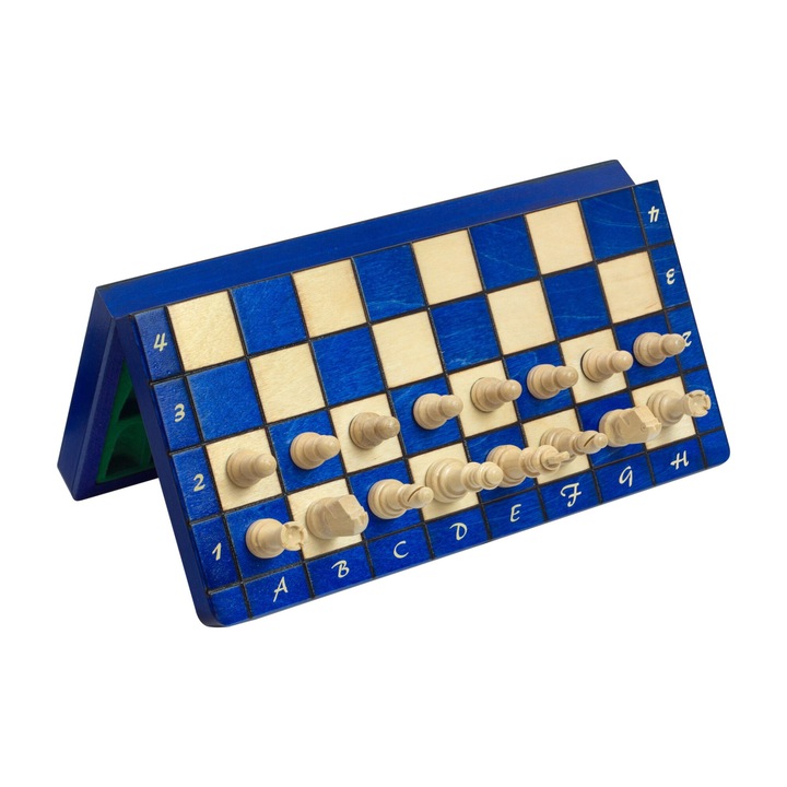 Set de Sah Magnetic, Sunrise Chess & Games, Albastru, 28x14cm