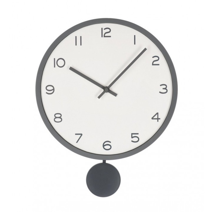 Ceas perete cu pendul gri Bayron 30x5.5x39 cm